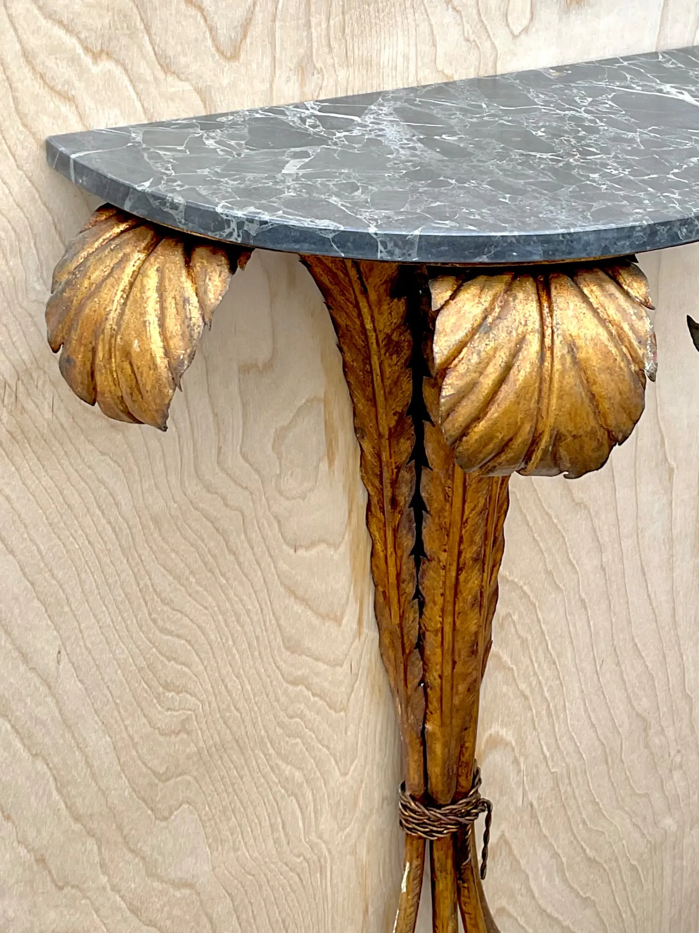 Vintage Gilt Metal and Marble Wall Console — additional photo 1