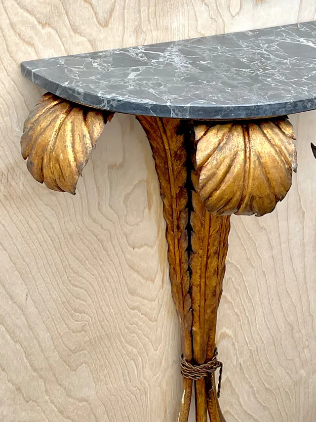 Vintage Gilt Metal and Marble Wall Console — additional photo 1
