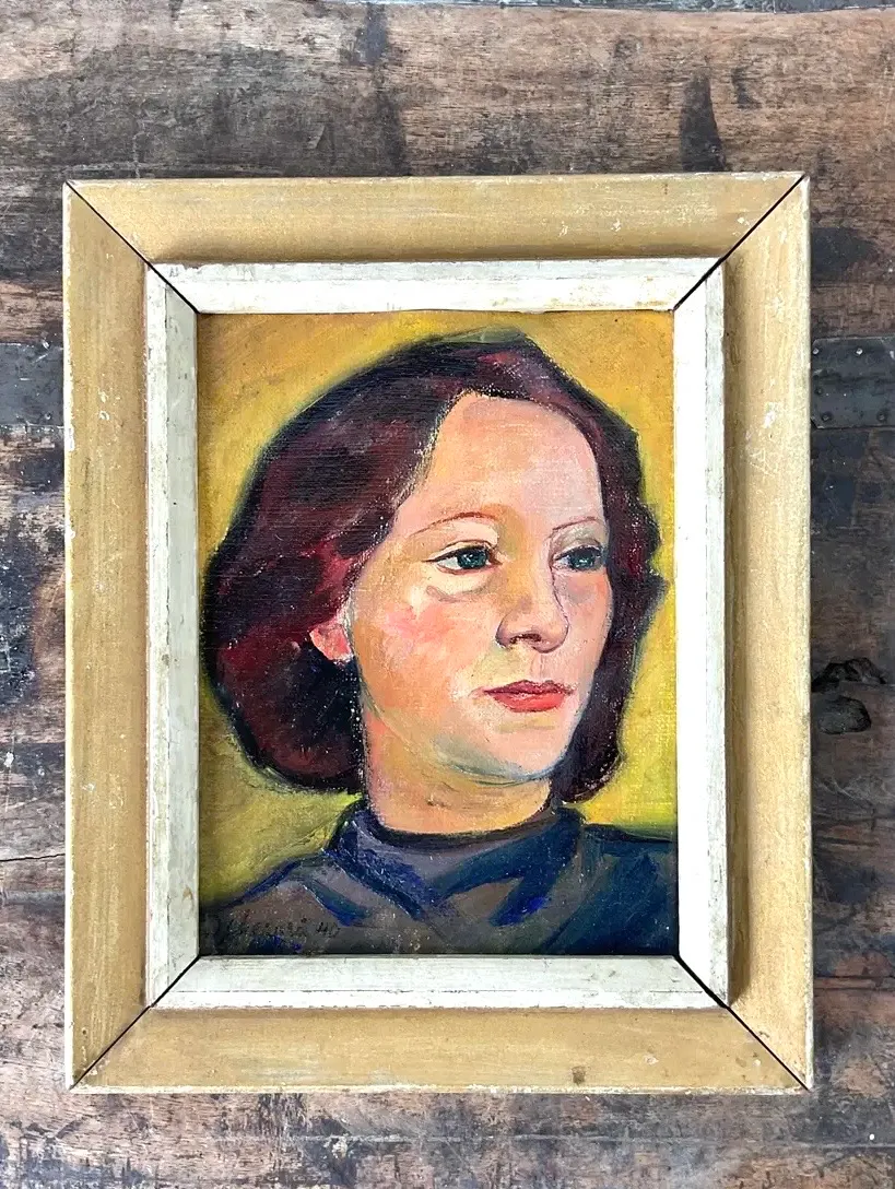 Vintage Original Oil Portrait on Canvas - Canvas, 8.5W x 10.5H — additional photo 8