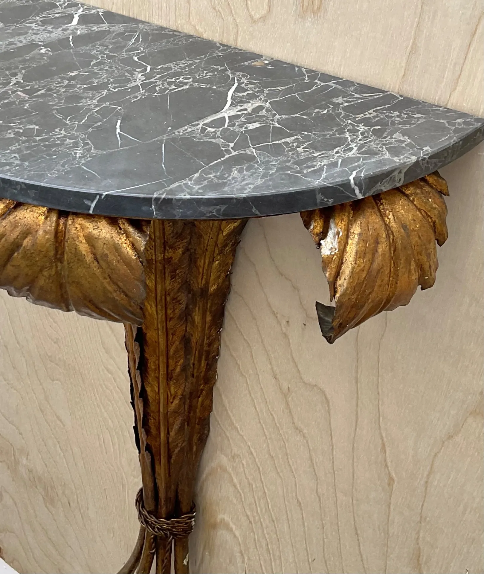 Vintage Gilt Metal and Marble Wall Console — additional photo 2