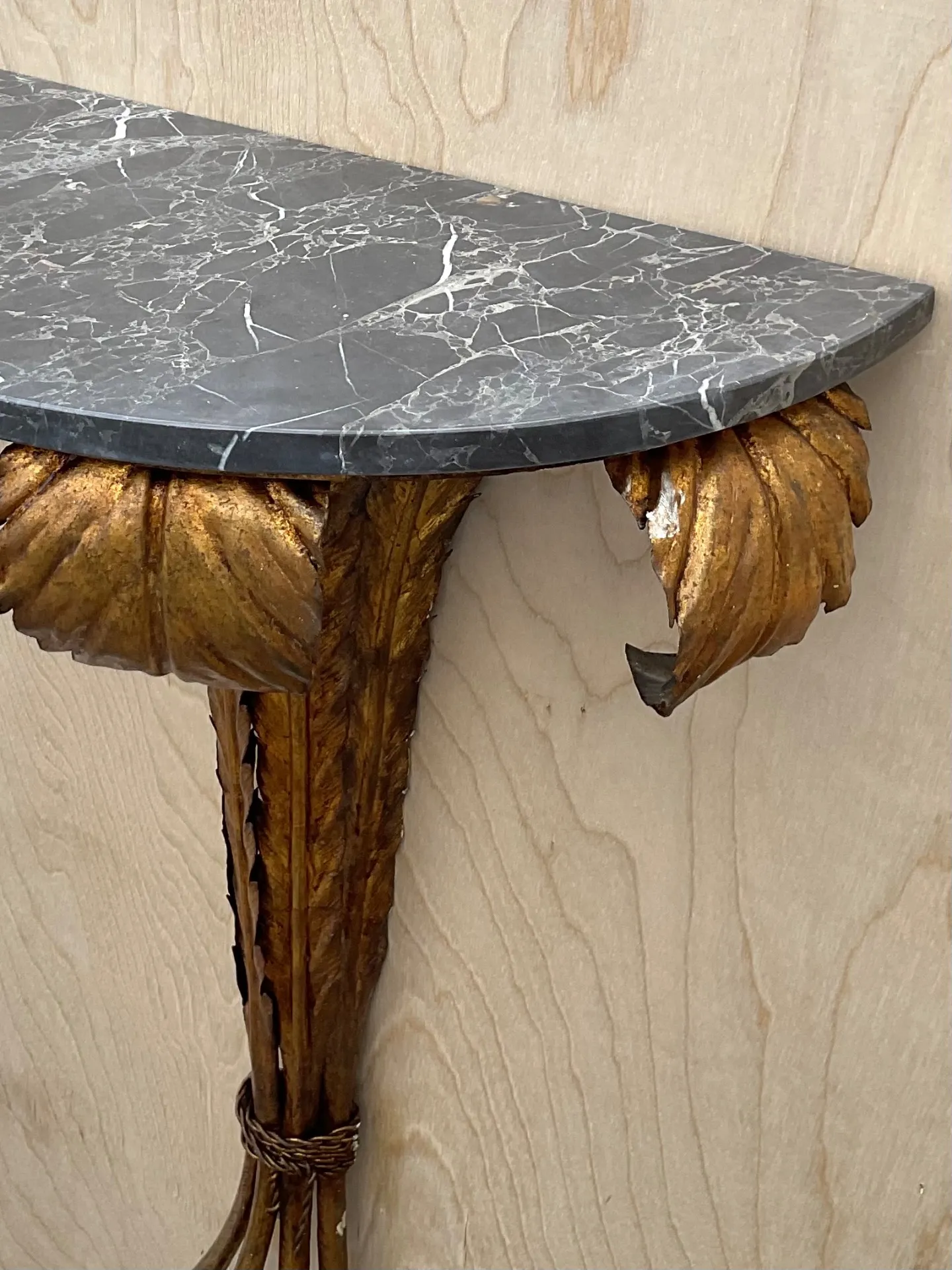Vintage Gilt Metal and Marble Wall Console — additional photo 4