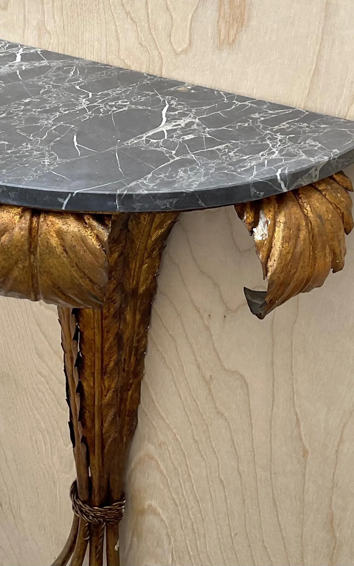 Vintage Gilt Metal and Marble Wall Console — additional photo 4