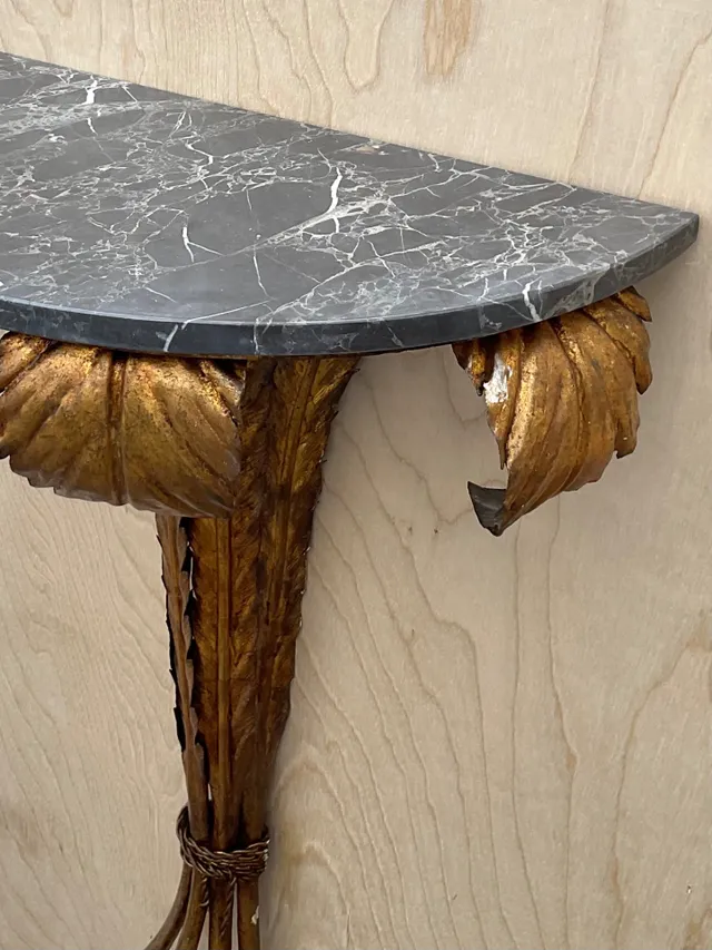 Vintage Gilt Metal and Marble Wall Console — additional photo 4