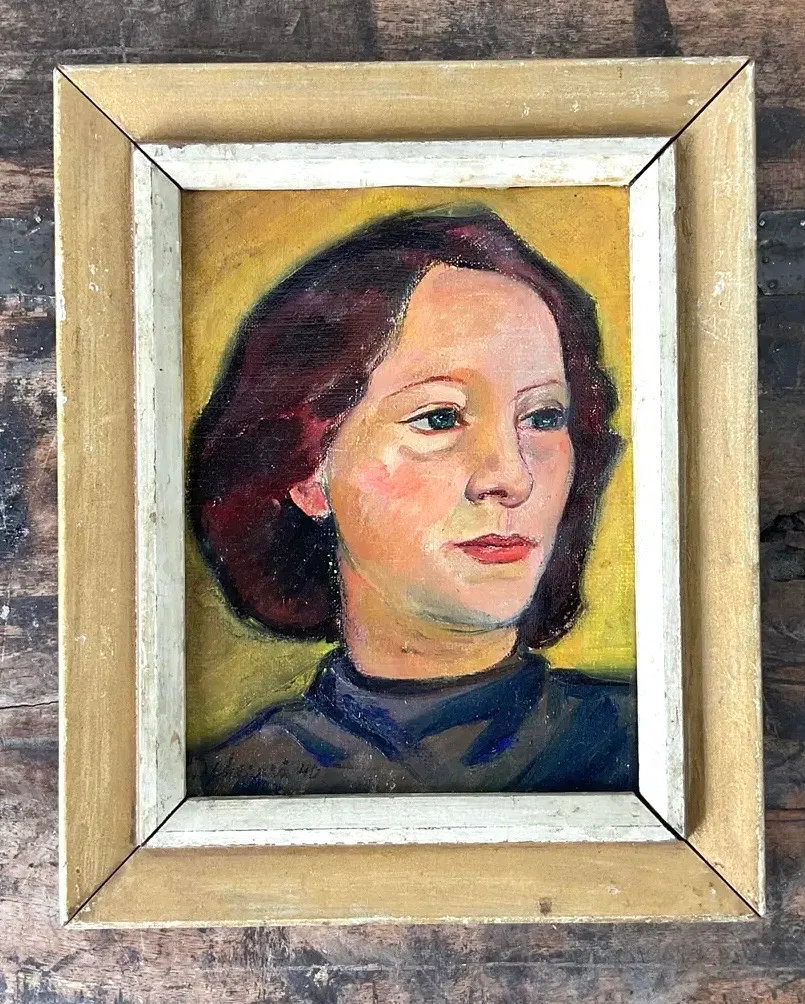 Vintage Original Oil Portrait on Canvas - Canvas, 8.5W x 10.5H — additional photo 4