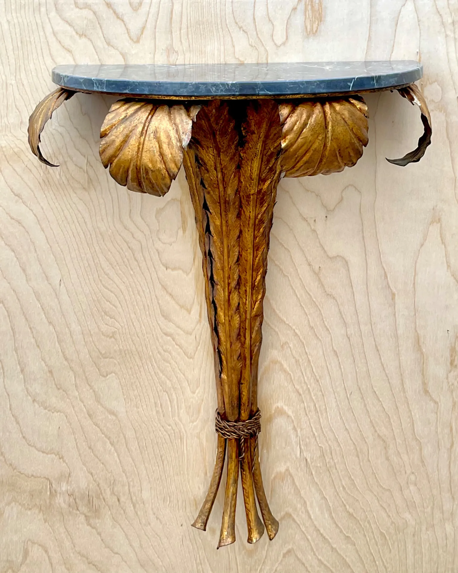 Vintage Gilt Metal and Marble Wall Console — additional photo 6