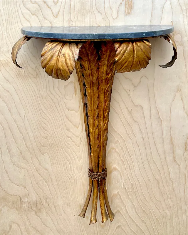 Vintage Gilt Metal and Marble Wall Console — additional photo 6