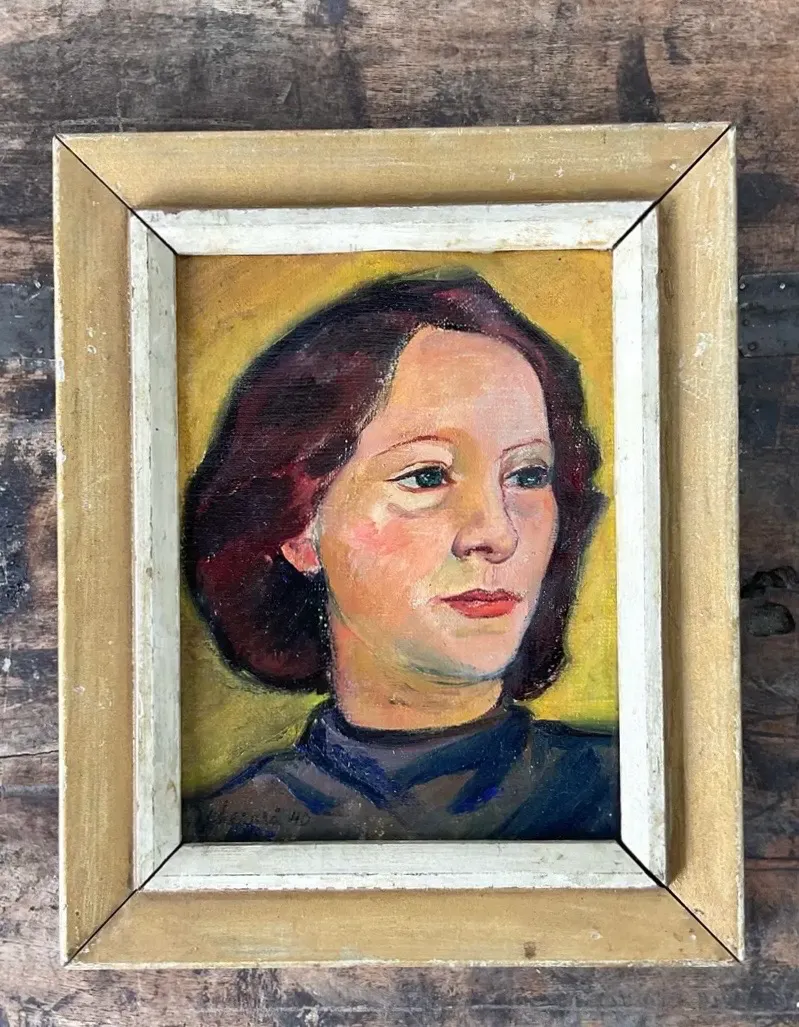 Vintage Original Oil Portrait on Canvas - Canvas, 8.5W x 10.5H — additional photo 6