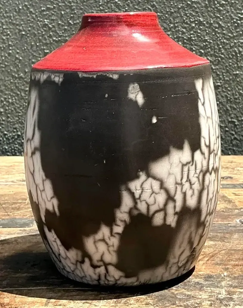 Vintage Original Raku Studio Pottery Vase — additional photo 4