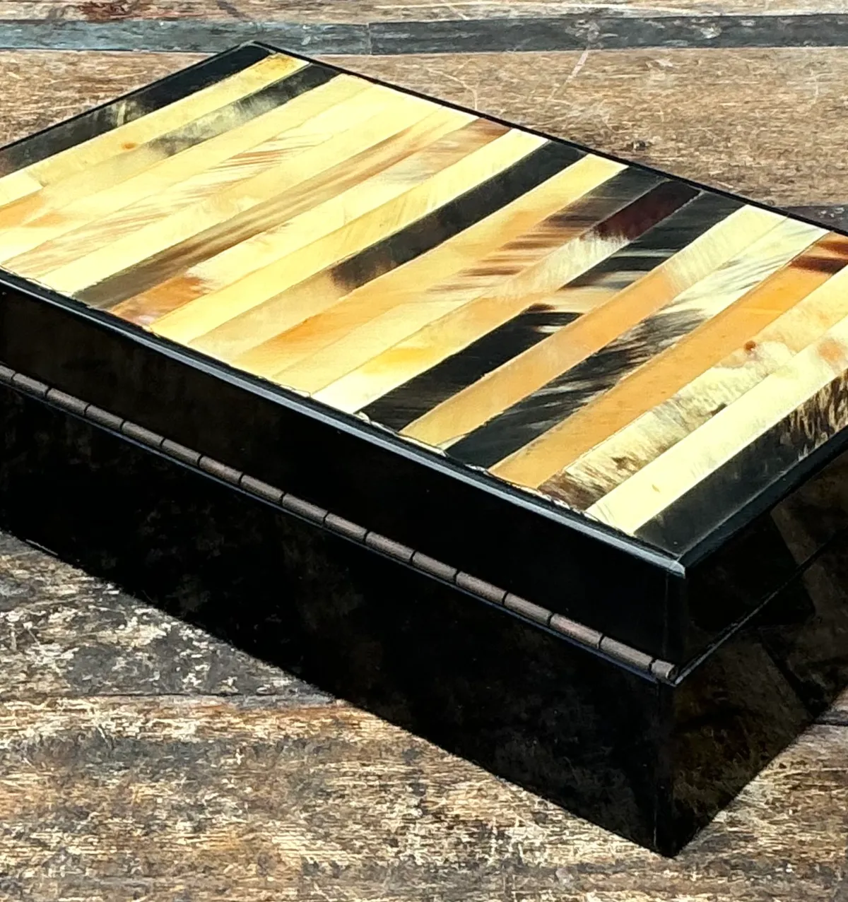 Vintage Horn and Wood Decorative Box