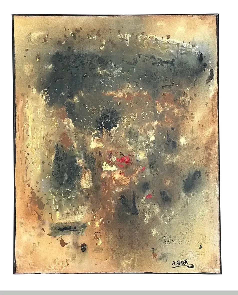 Vintage Original Abstract Oil Painting on Canvas - Canvas, 24W x 30H — additional photo 1