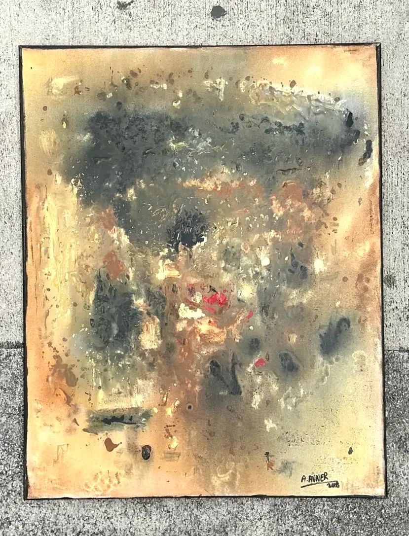 Vintage Original Abstract Oil Painting on Canvas - Canvas, 24W x 30H — additional photo 3