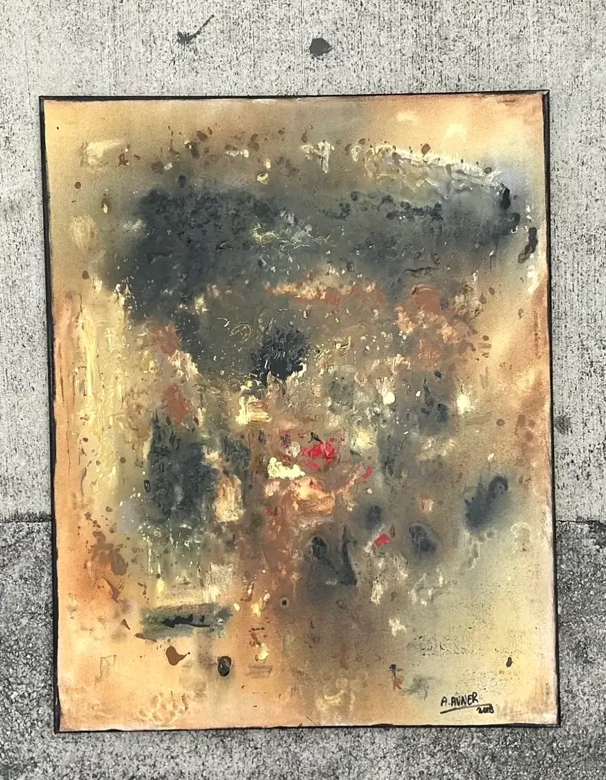 Vintage Original Abstract Oil Painting on Canvas - Canvas, 24W x 30H — additional photo 6