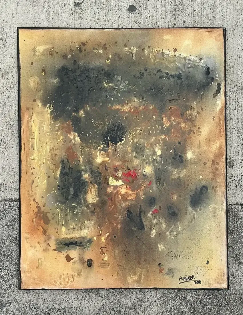 Vintage Original Abstract Oil Painting on Canvas - Canvas, 24W x 30H — additional photo 2