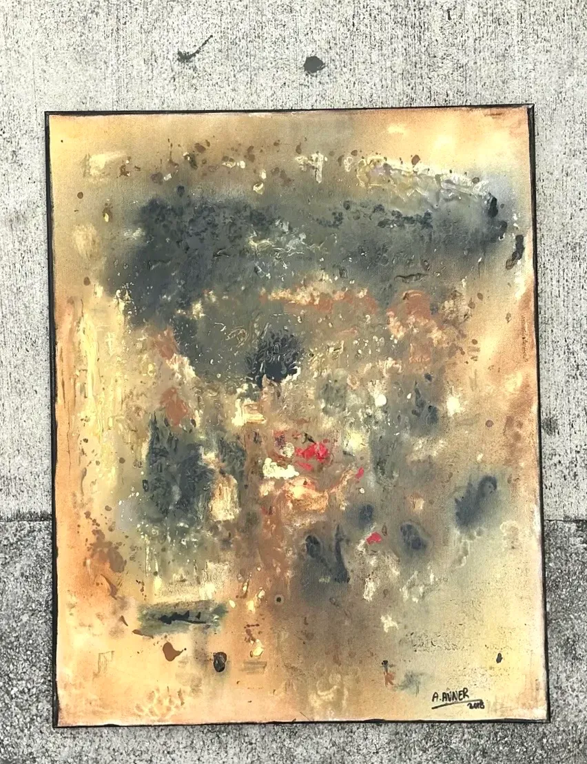 Vintage Original Abstract Oil Painting on Canvas - Canvas, 24W x 30H — additional photo 4