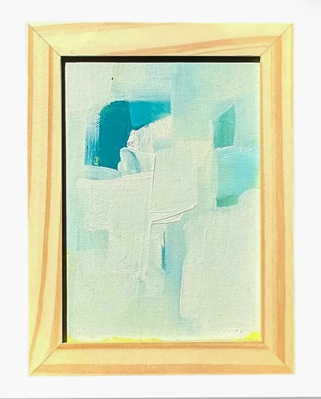 Vintage Original Abstract Oil Painting on Canvas - Wood, 8.25W x 6.25H — additional photo 6
