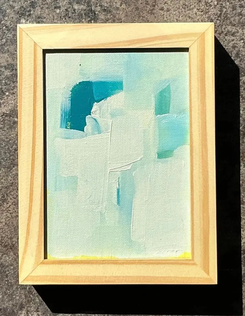 Vintage Original Abstract Oil Painting on Canvas - Wood, 8.25W x 6.25H — additional photo 7