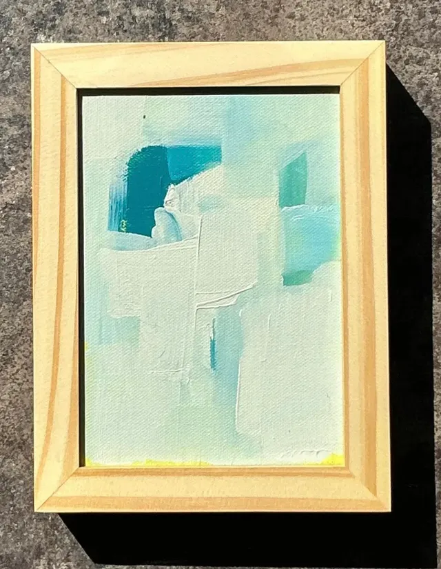 Vintage Original Abstract Oil Painting on Canvas - Wood, 8.25W x 6.25H — additional photo 7