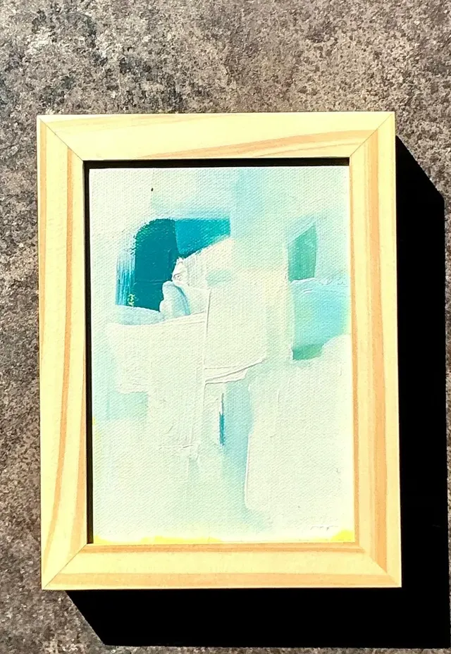 Vintage Original Abstract Oil Painting on Canvas - Wood, 8.25W x 6.25H — additional photo 8