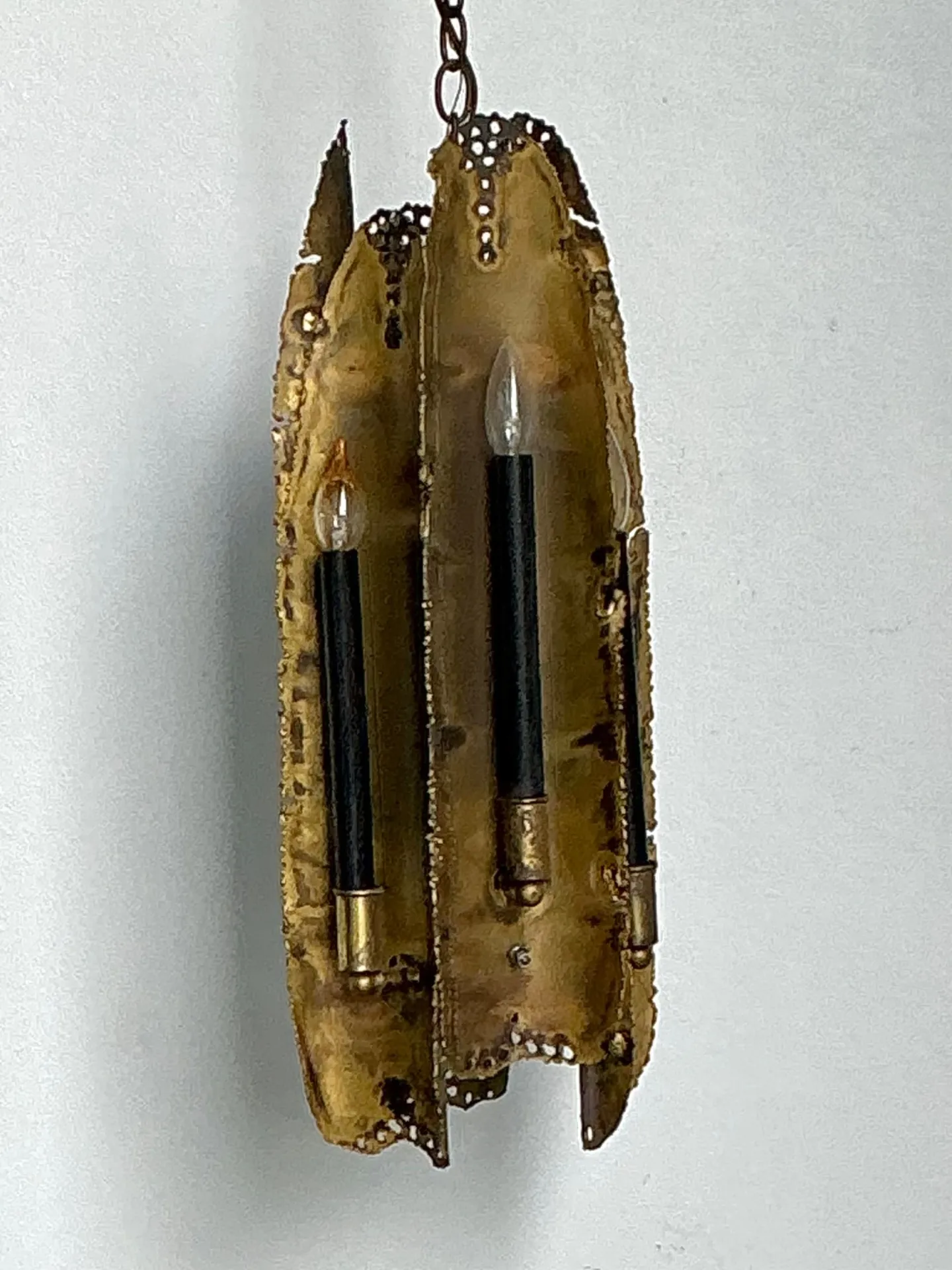 Vintage Tom Green Torch Cut Brass Chandelier  — additional photo 3