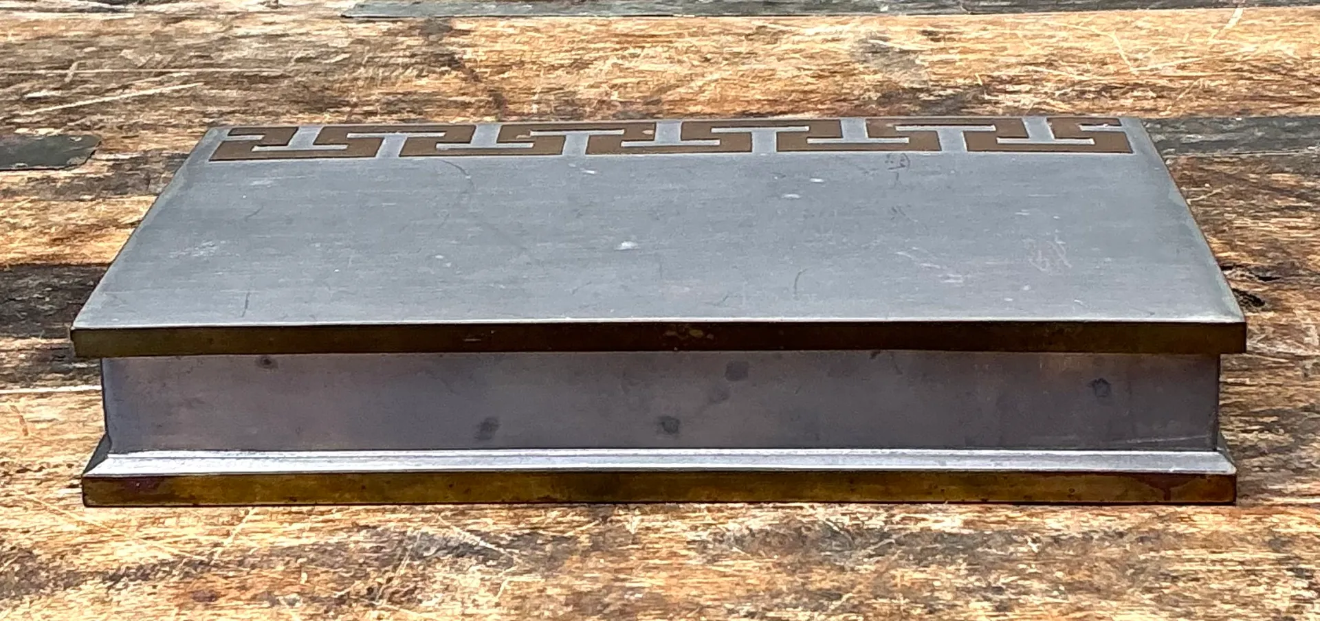 Vintage Greek Key Metal Box — additional photo 1