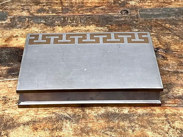 Vintage Greek Key Metal Box — additional photo 3