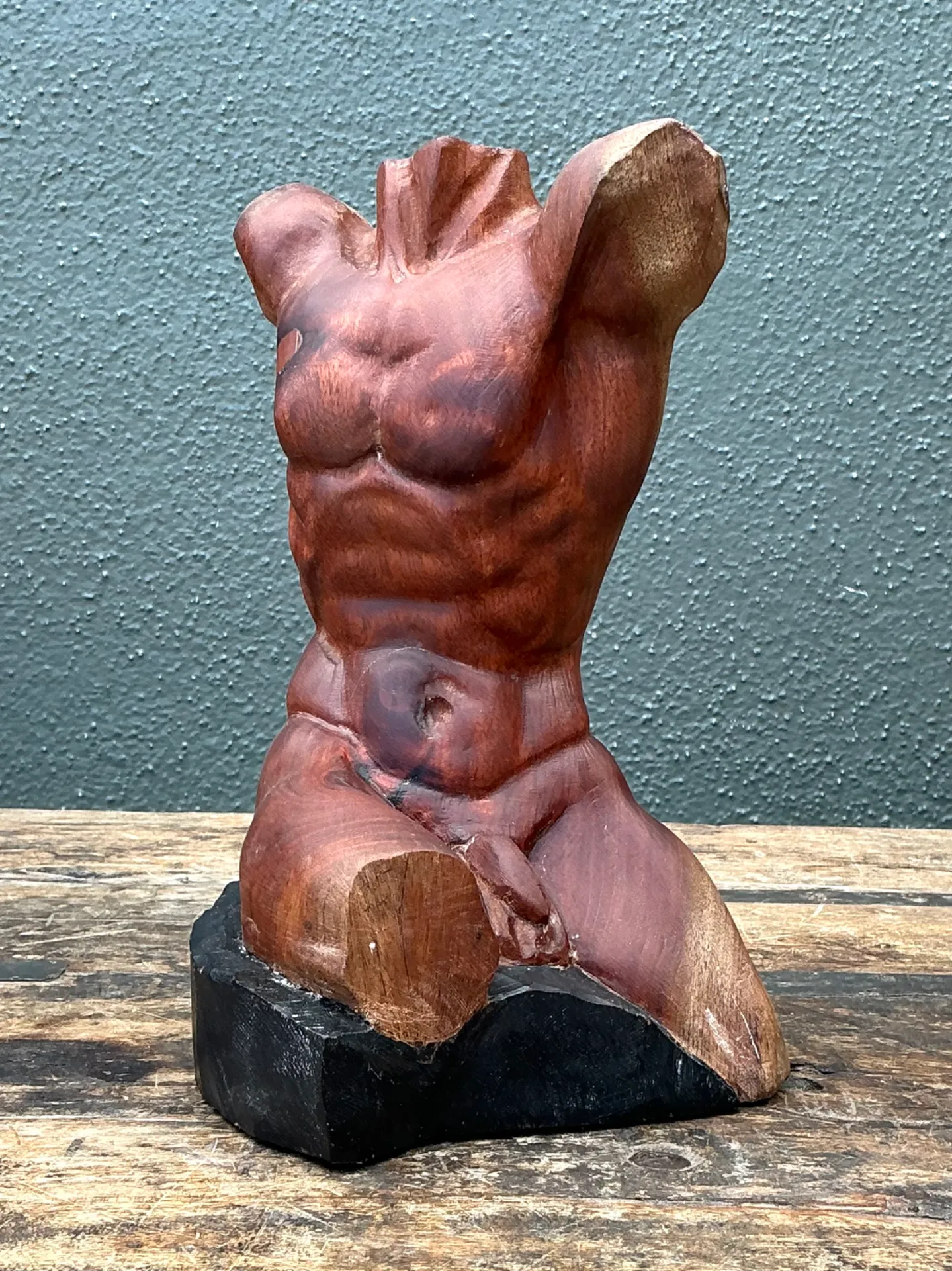 Vintage Wood Male Torso Sculpture — additional photo 5