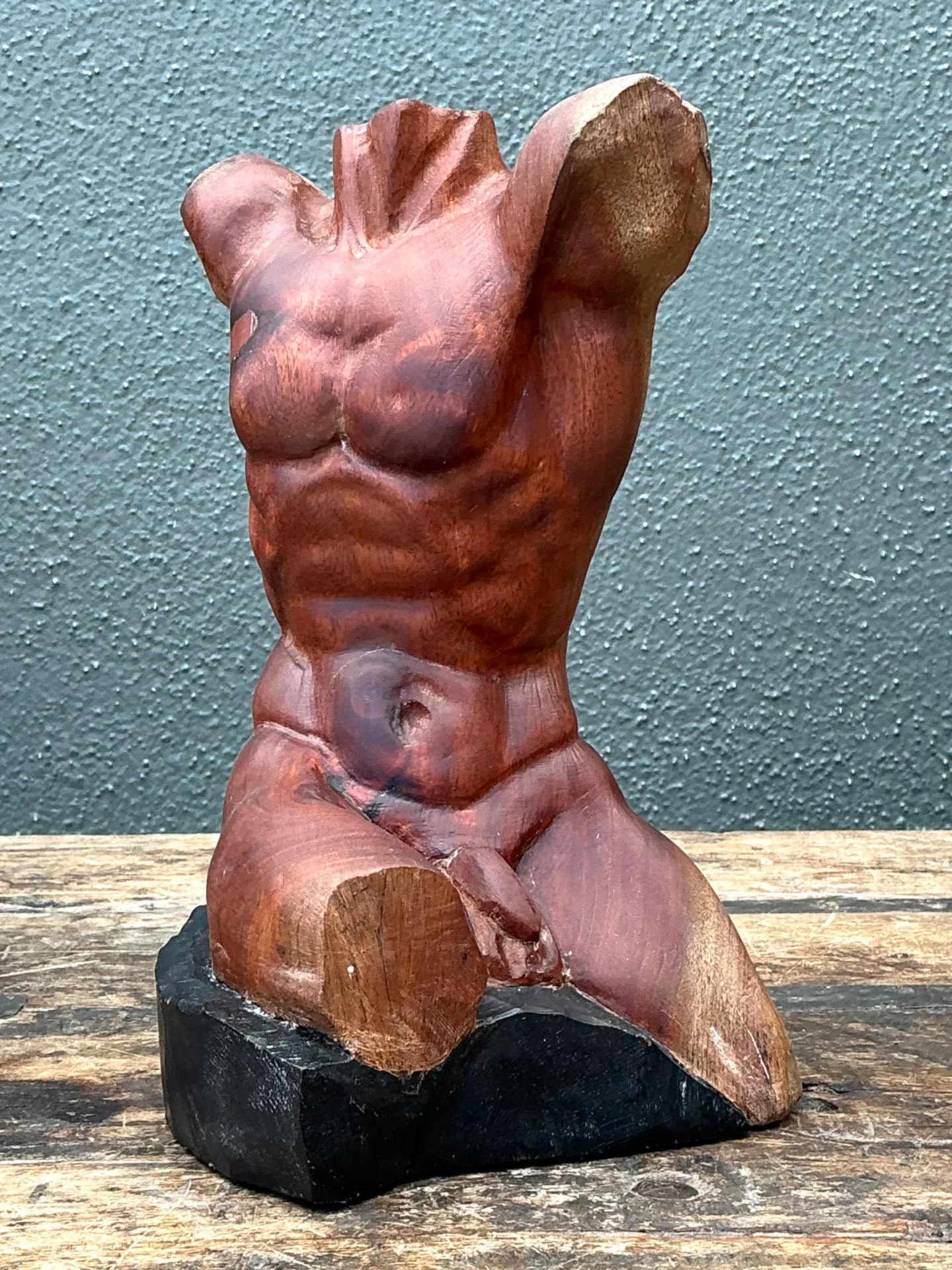 Vintage Wood Male Torso Sculpture — additional photo 6