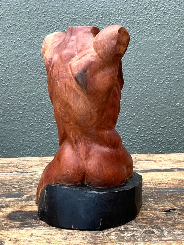 Vintage Wood Male Torso Sculpture — additional photo 4