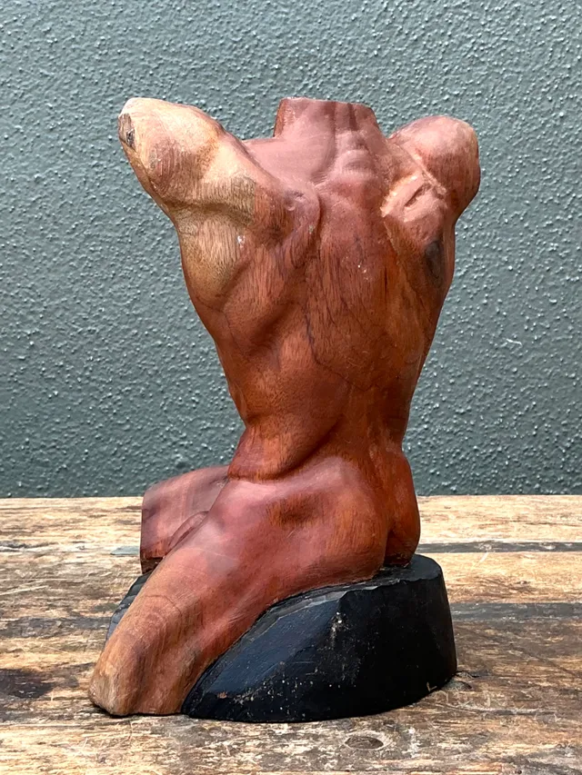 Vintage Wood Male Torso Sculpture — additional photo 7