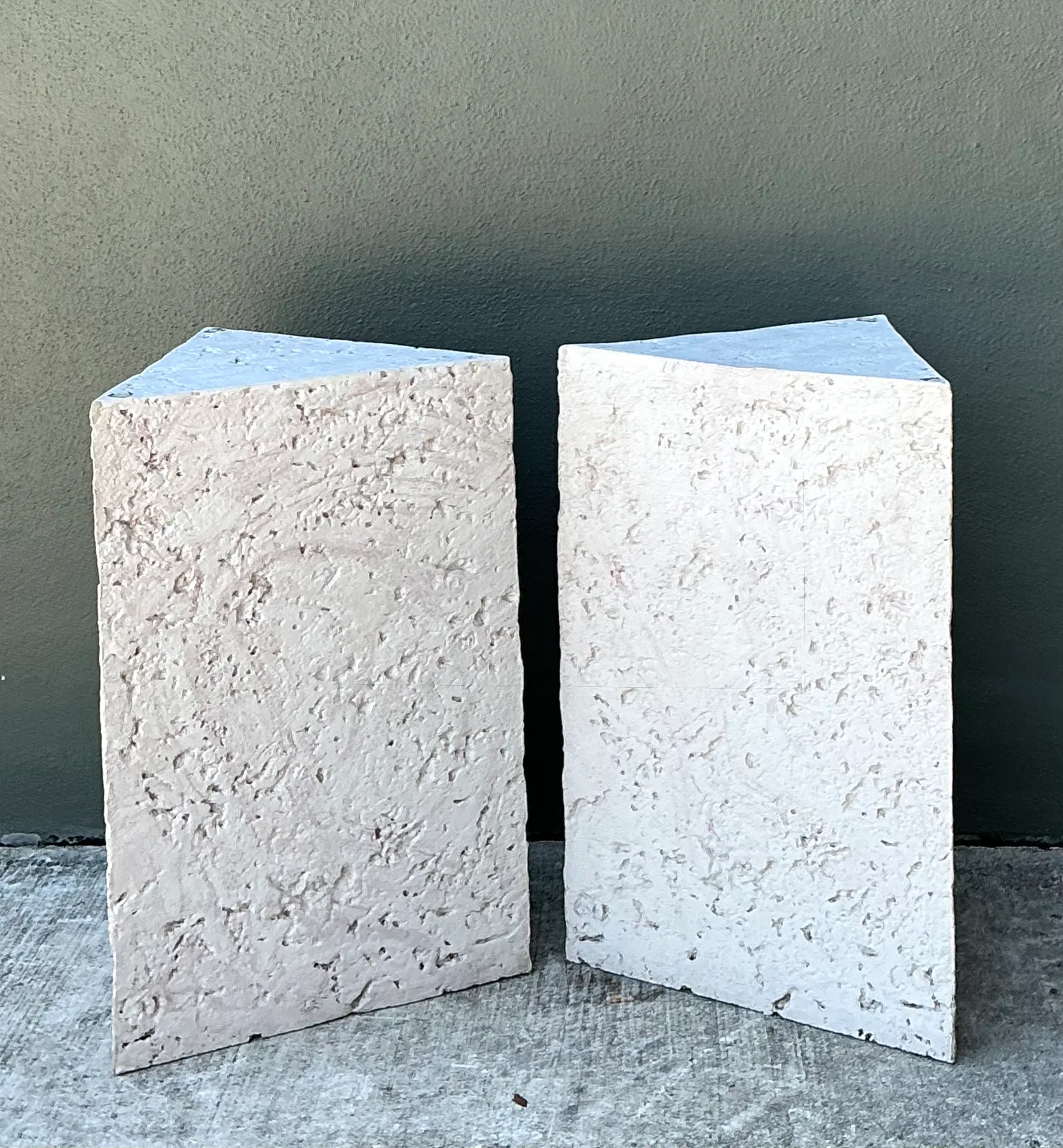 Vintage Plaster Faux Coral Geometric Table Pedestals - Pair — additional photo 6