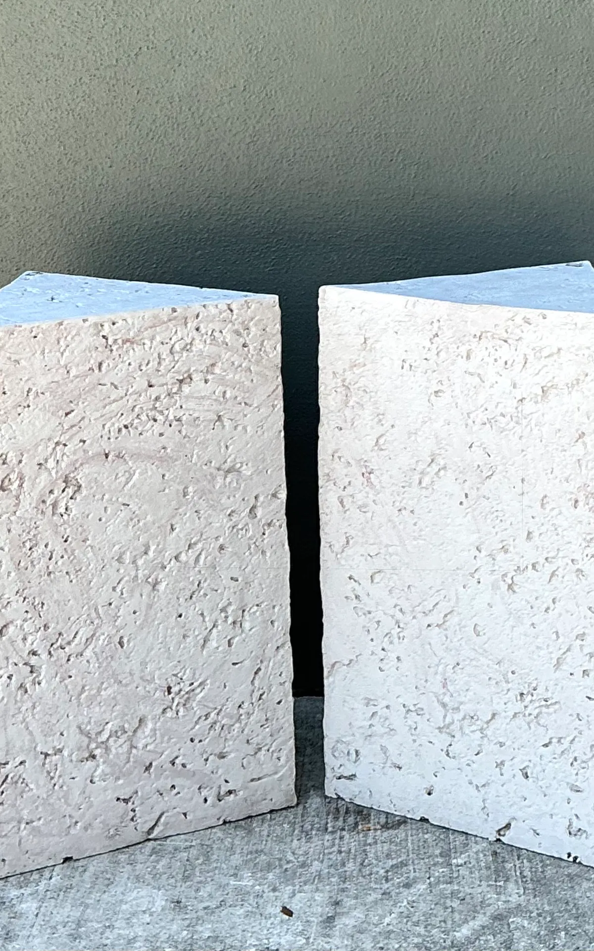 Vintage Plaster Faux Coral Geometric Table Pedestals - Pair — additional photo 6