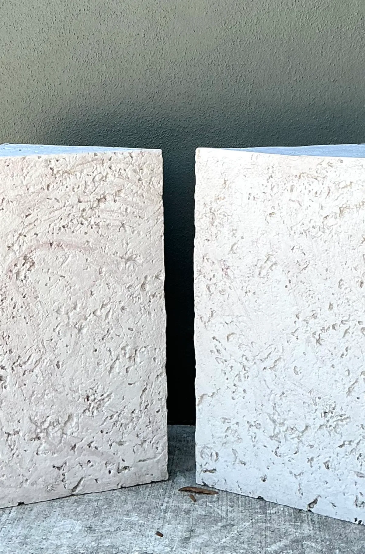 Vintage Plaster Faux Coral Geometric Table Pedestals - Pair — additional photo 2