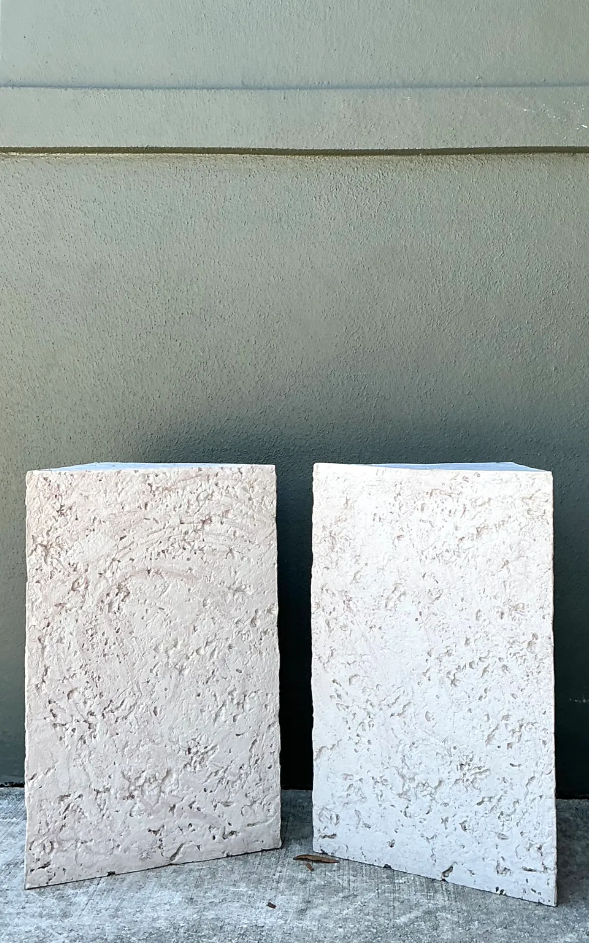 Vintage Plaster Faux Coral Geometric Table Pedestals - Pair — additional photo 4