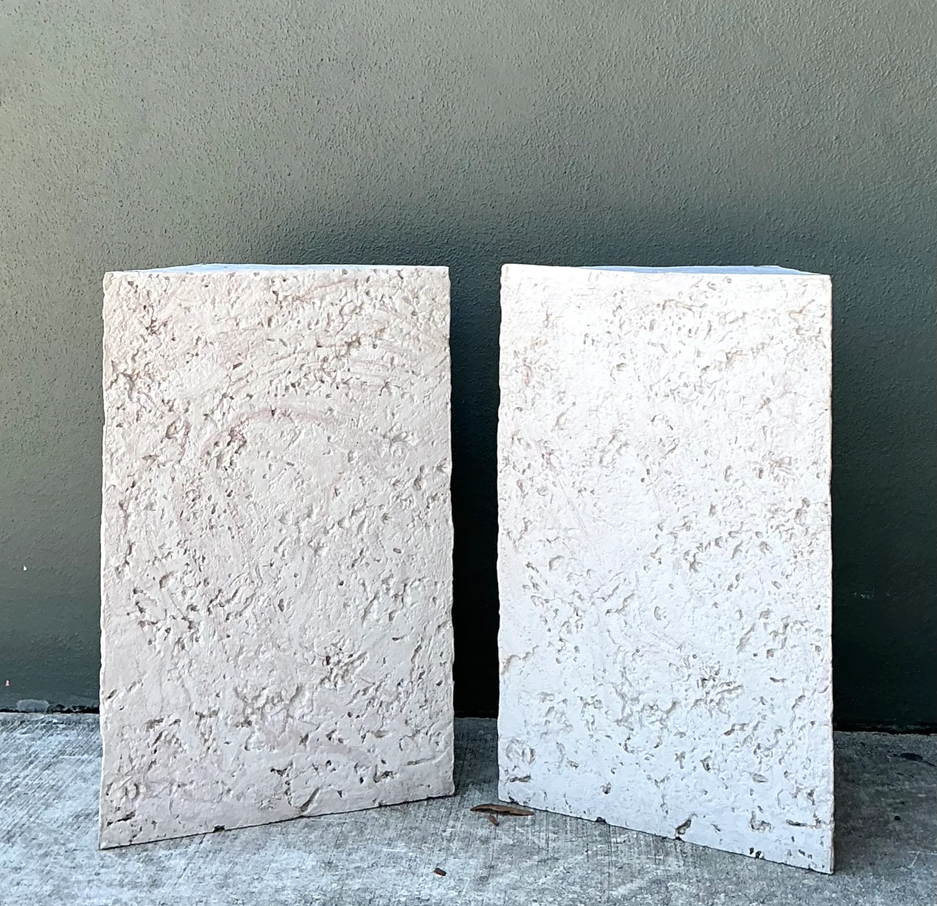Vintage Plaster Faux Coral Geometric Table Pedestals - Pair — additional photo 8