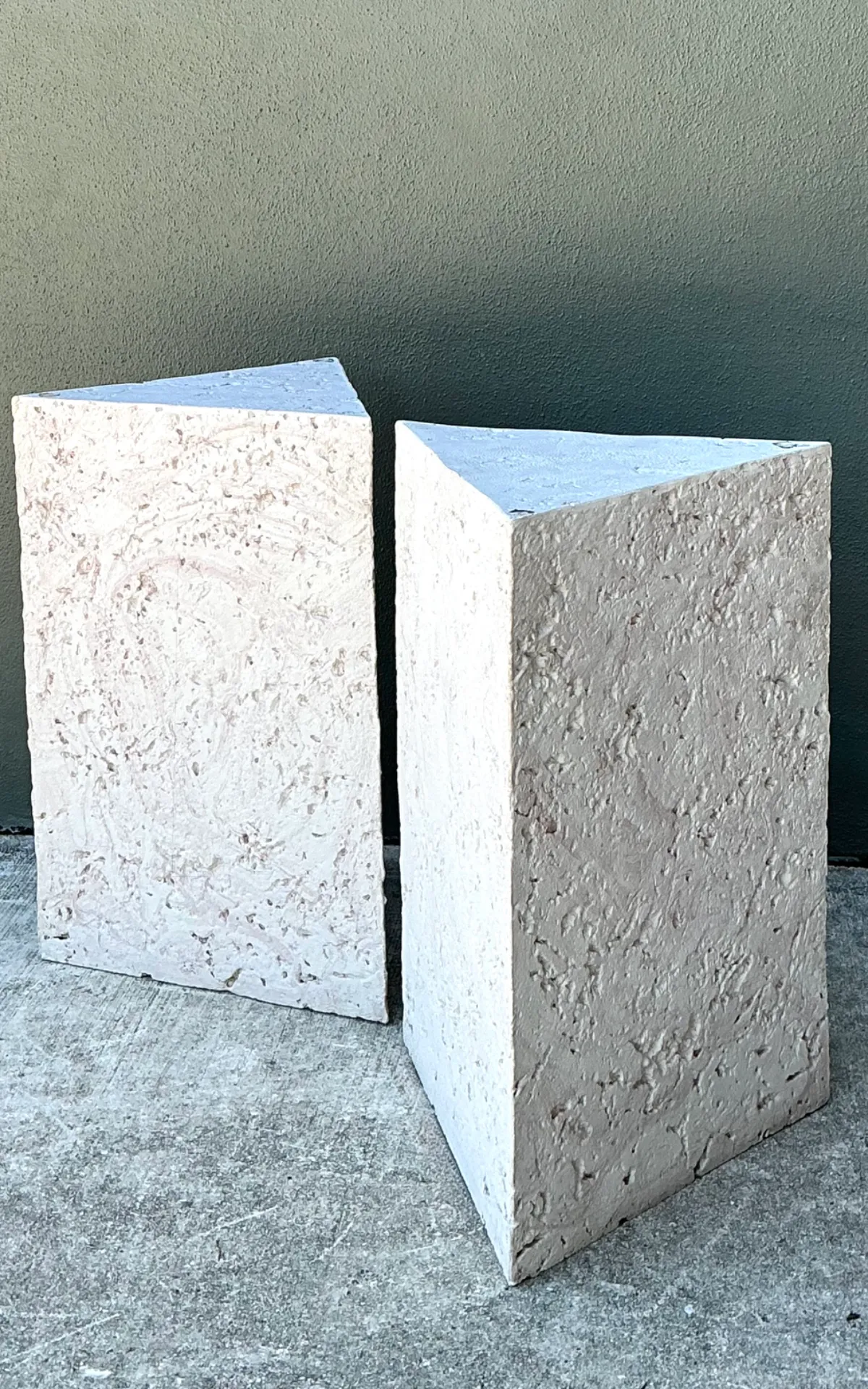 Vintage Plaster Faux Coral Geometric Table Pedestals - Pair — additional photo 5