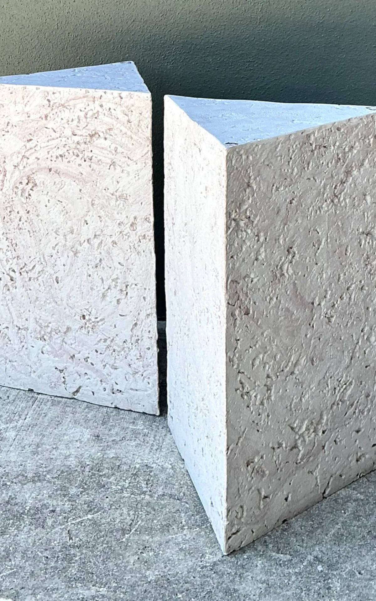 Vintage Plaster Faux Coral Geometric Table Pedestals - Pair — additional photo 1