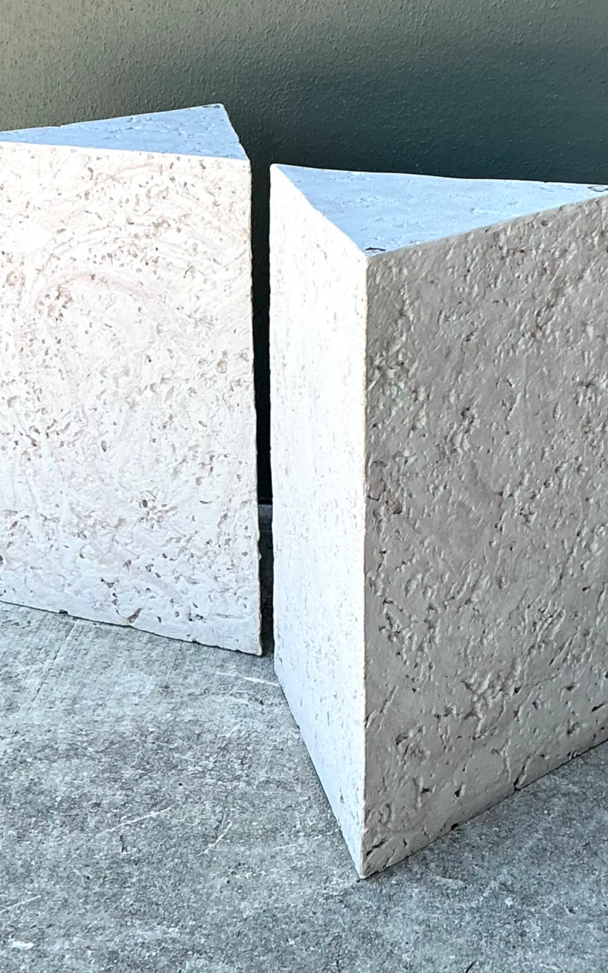 Vintage Plaster Faux Coral Geometric Table Pedestals - Pair — additional photo 3