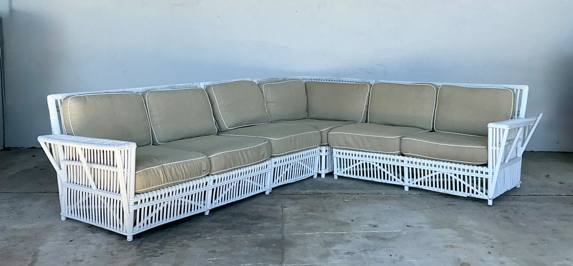 Vintage Stick Rattan Sectional Sofa After Bielecky Brothers — additional photo 1