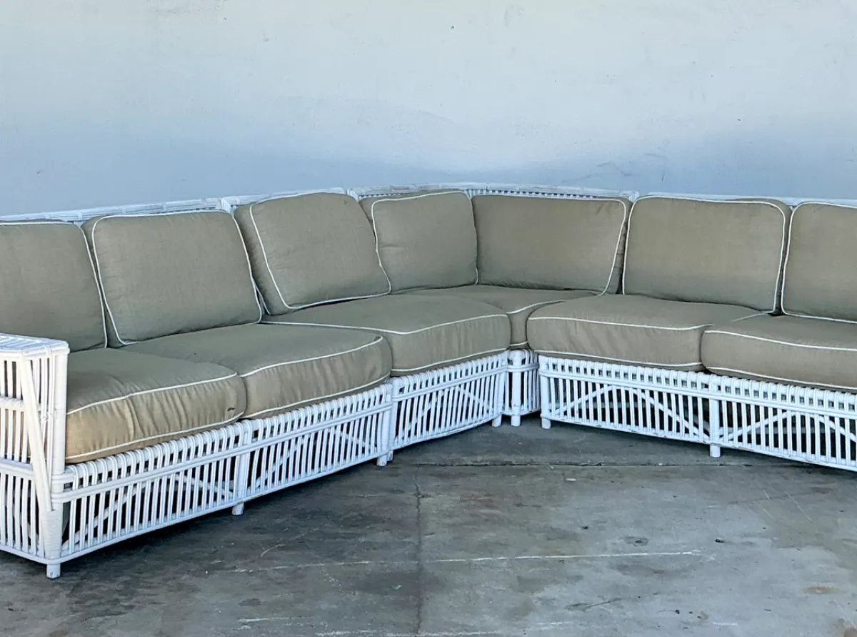 Vintage Stick Rattan Sectional Sofa After Bielecky Brothers — additional photo 1