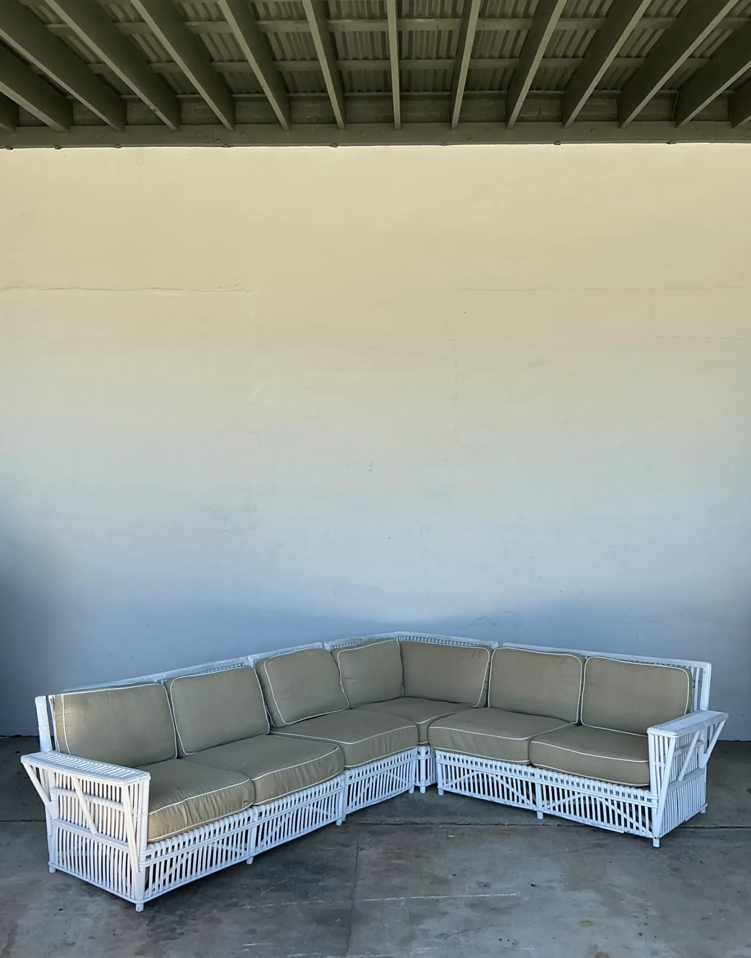 Vintage Stick Rattan Sectional Sofa After Bielecky Brothers — additional photo 5