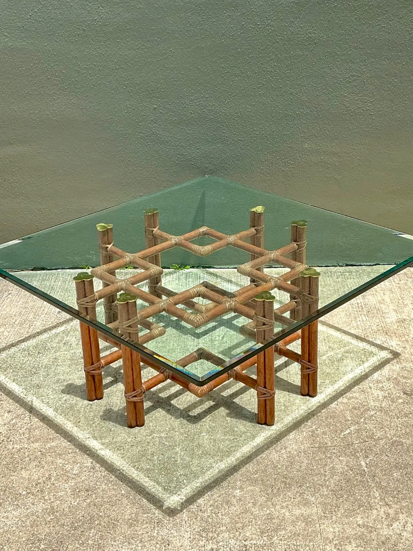 Vintage McGuire Wrapped Rattan Coffee Table — additional photo 7