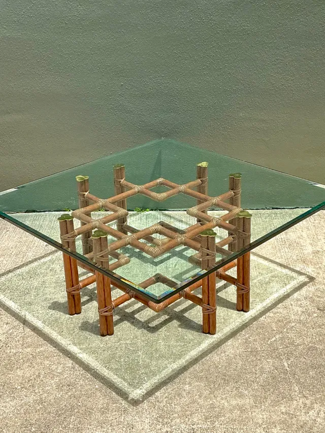 Vintage McGuire Wrapped Rattan Coffee Table — additional photo 7