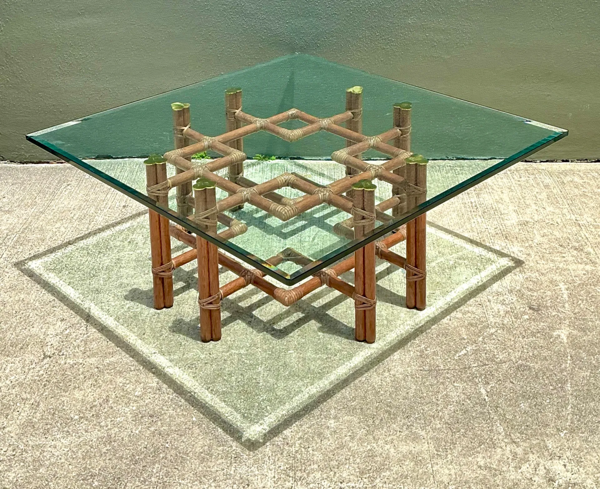 Vintage McGuire Wrapped Rattan Coffee Table — additional photo 2