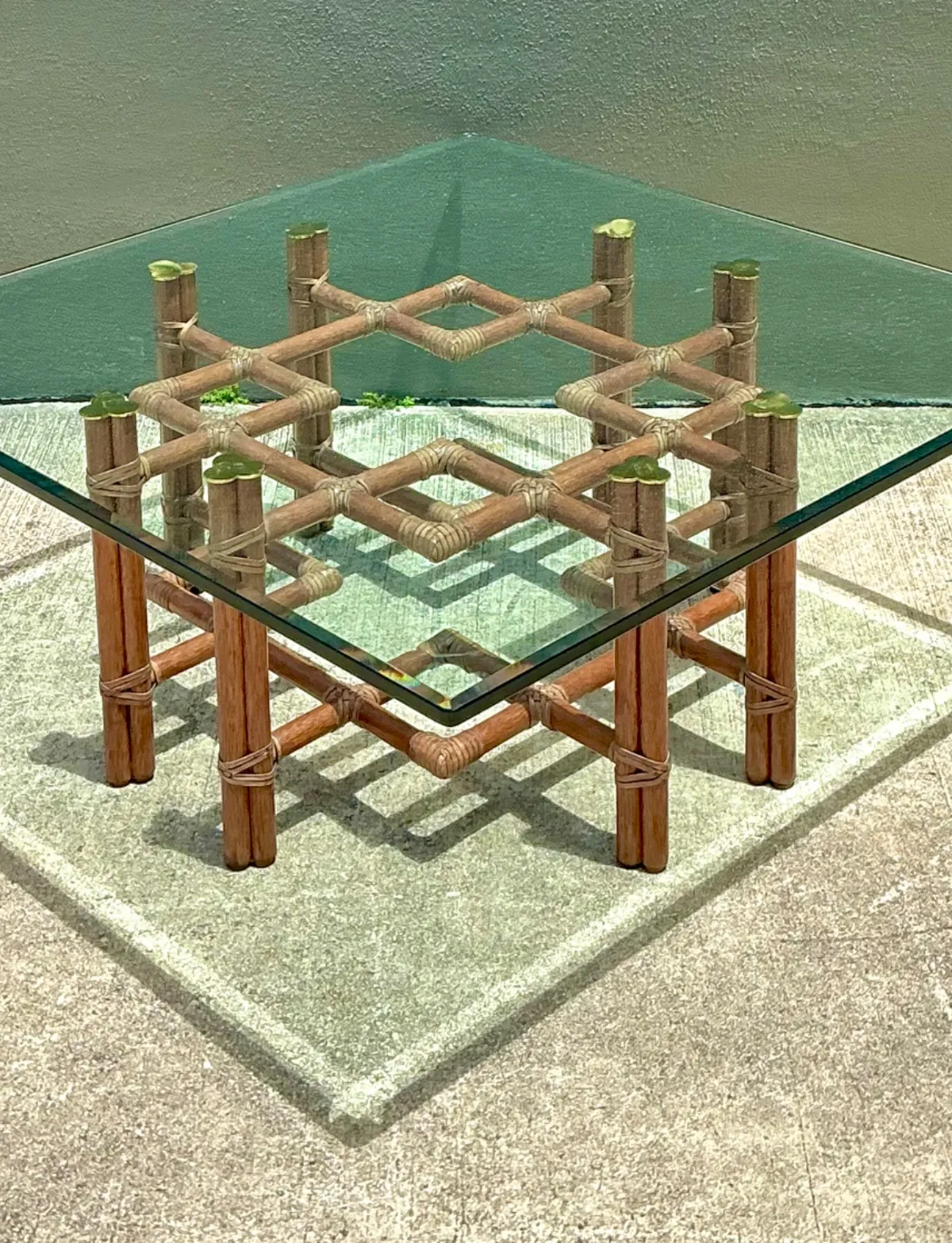 Vintage McGuire Wrapped Rattan Coffee Table — additional photo 2