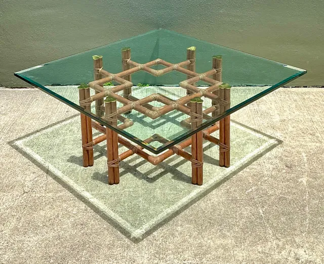 Vintage McGuire Wrapped Rattan Coffee Table — additional photo 2