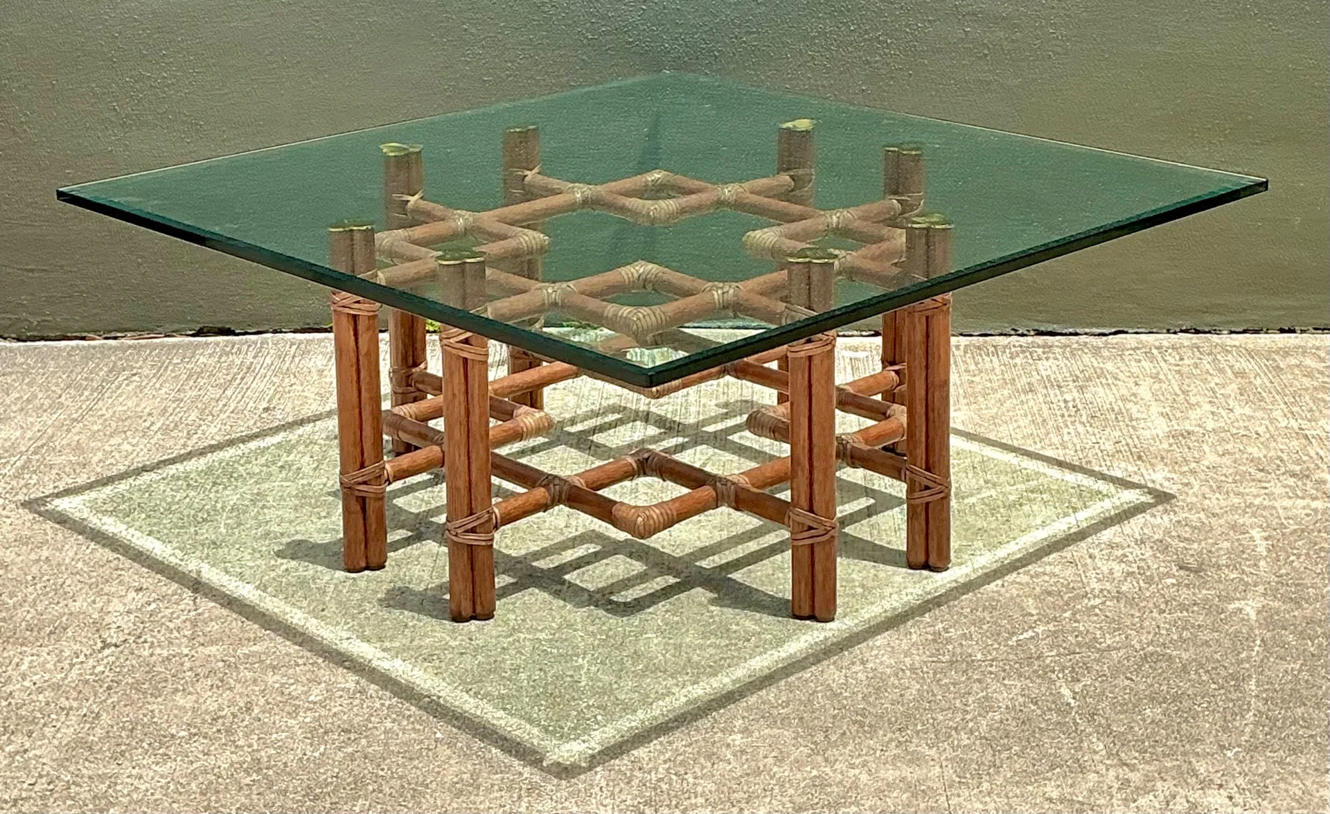 Vintage McGuire Wrapped Rattan Coffee Table — additional photo 4
