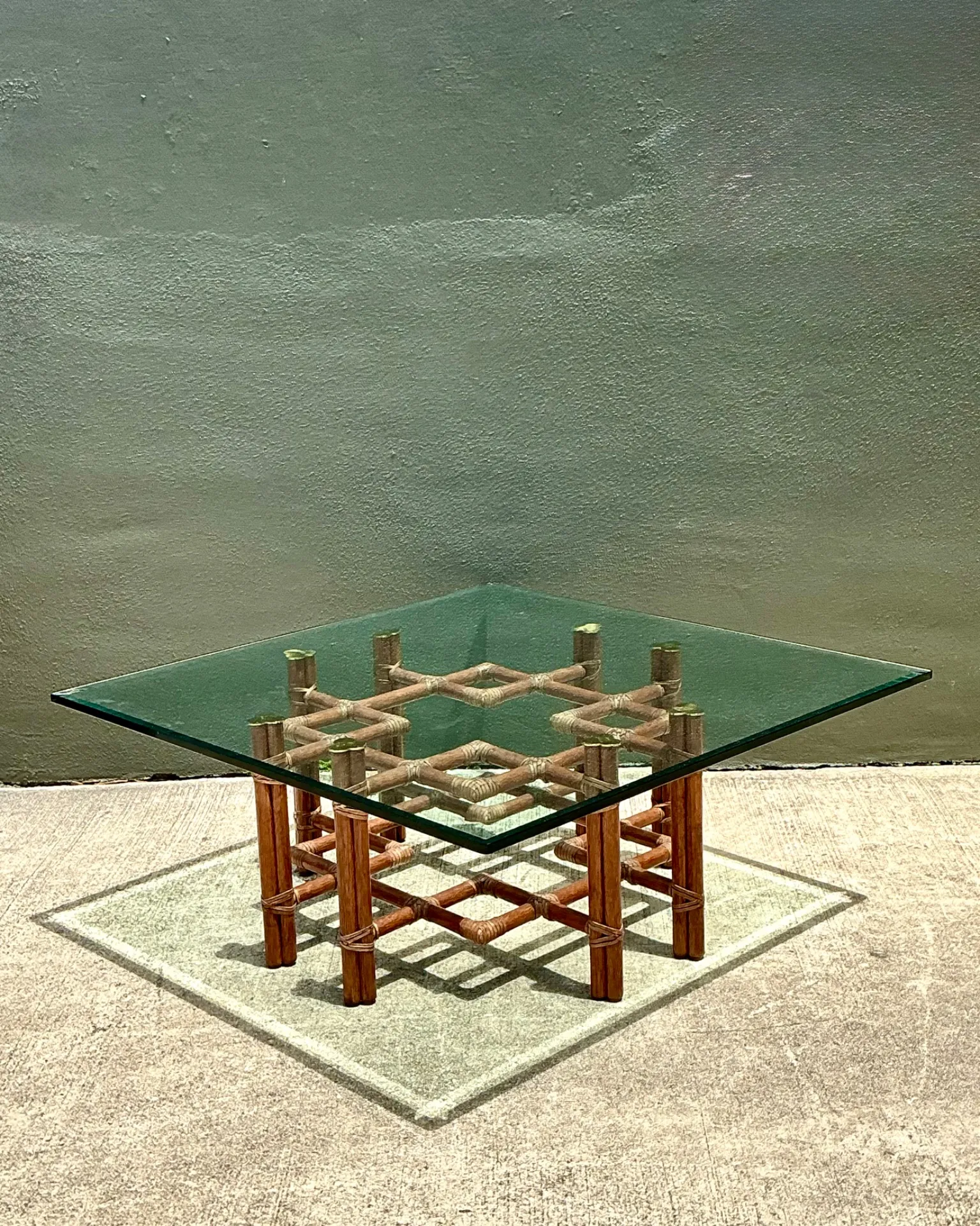 Vintage McGuire Wrapped Rattan Coffee Table — additional photo 8