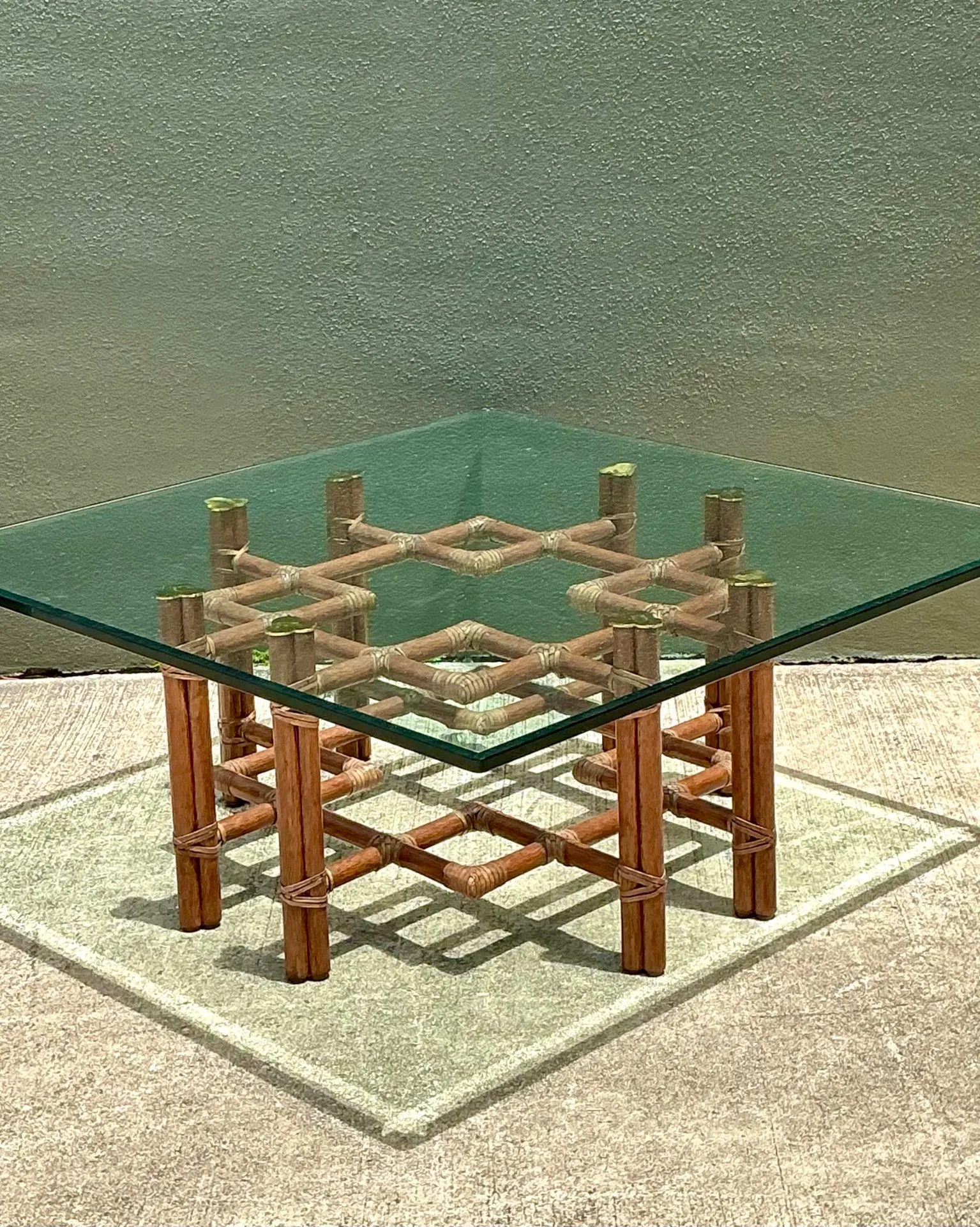 Vintage McGuire Wrapped Rattan Coffee Table — additional photo 6