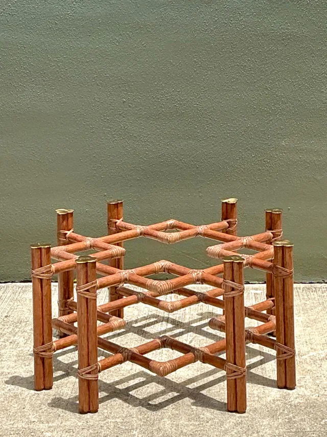 Vintage McGuire Wrapped Rattan Coffee Table — additional photo 3