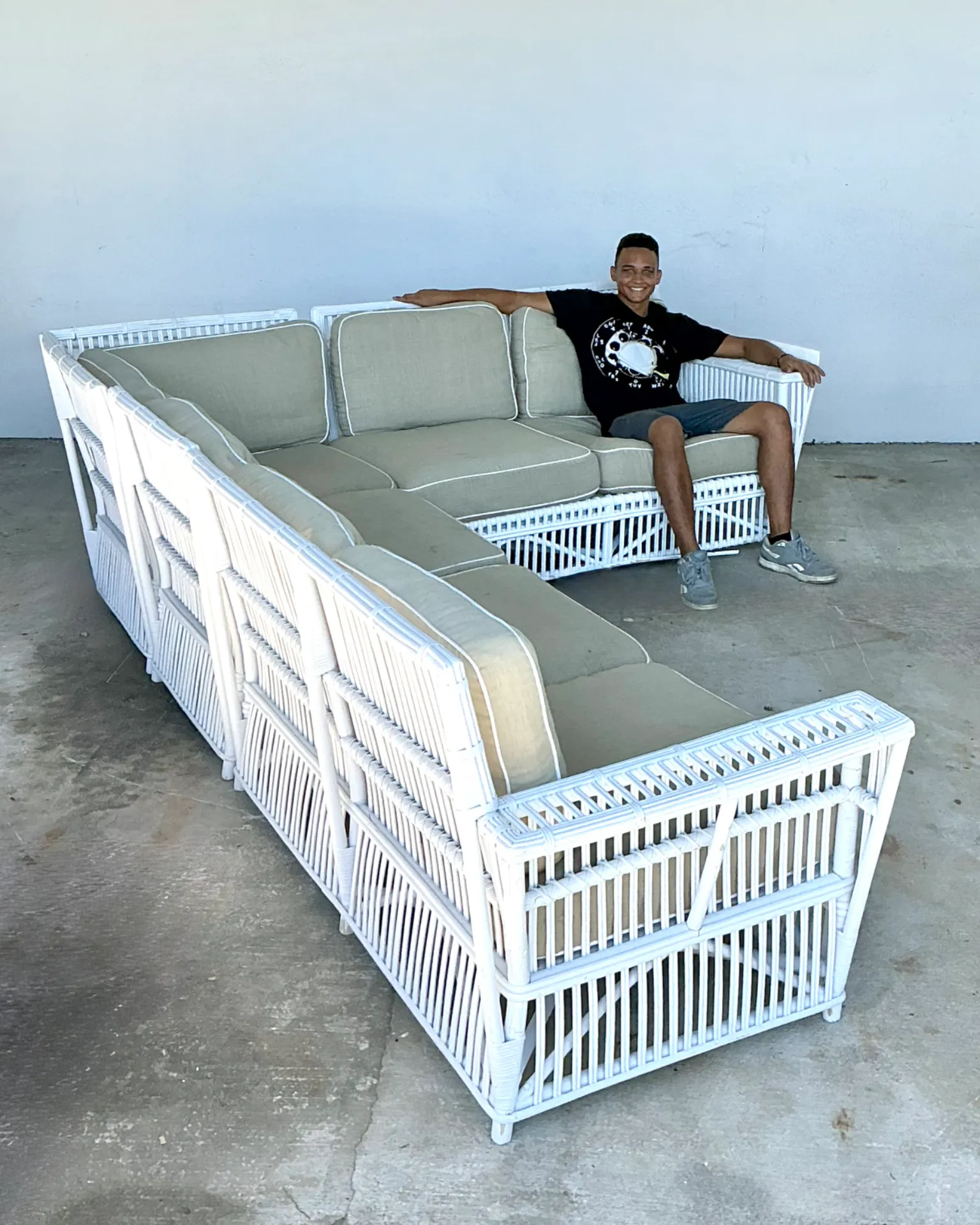 Vintage Stick Rattan Sectional Sofa After Bielecky Brothers — additional photo 2